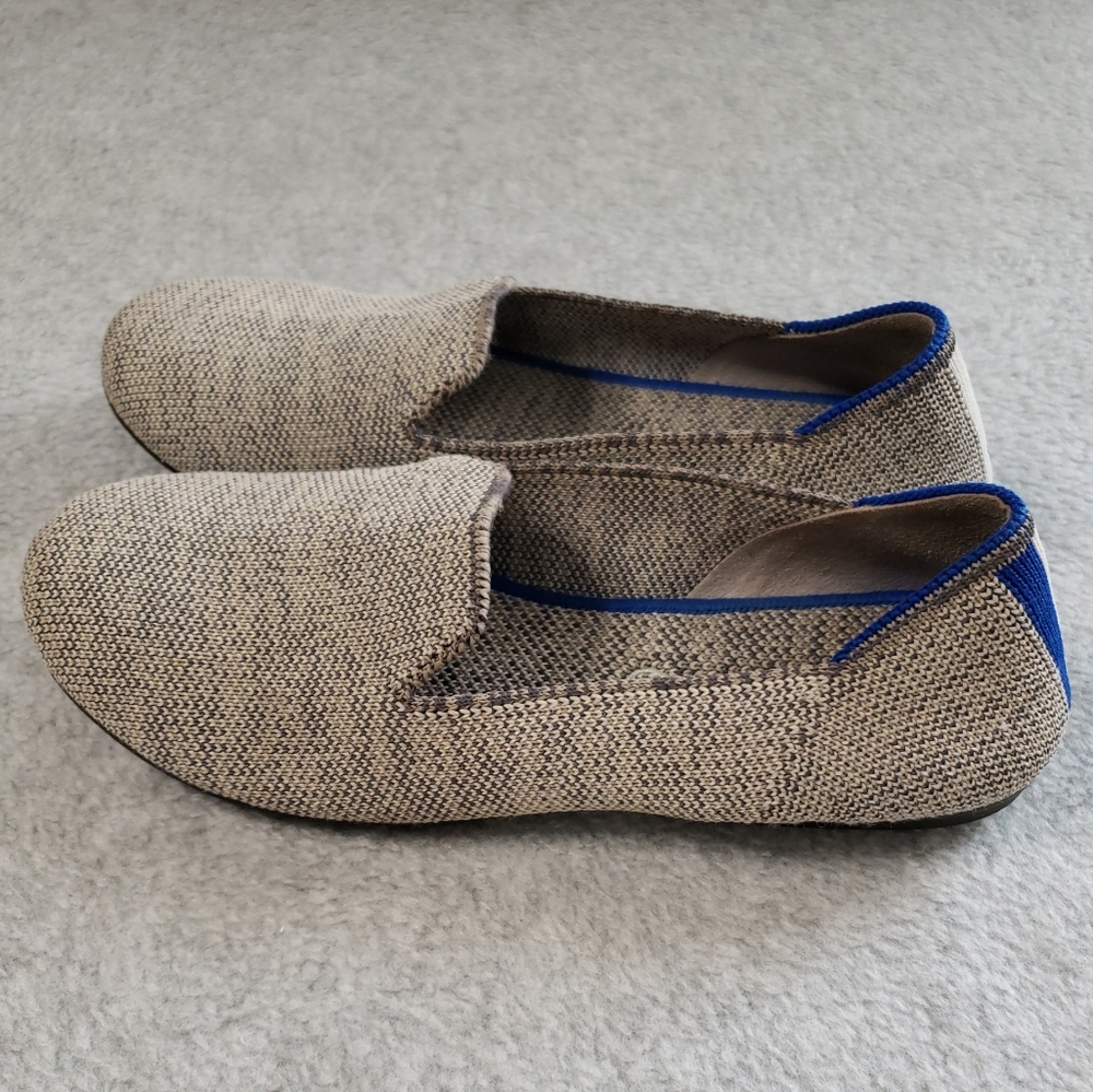 Rothys Girls Loafer Flats Size 2 Taupe Heather EUC Heel Stripe Preppy Classic.